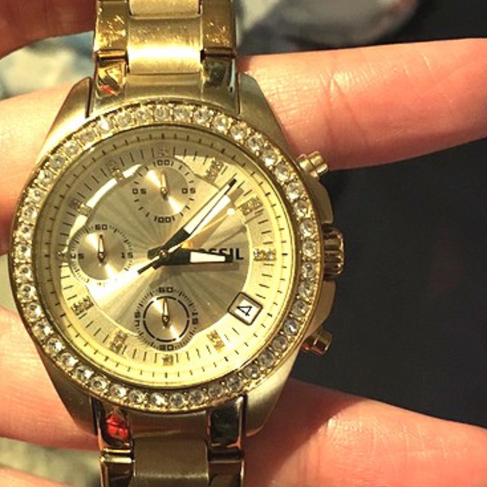 Gold Fossil Chronograph Watch